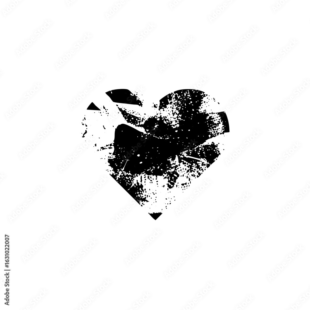 Poster vector distressed heart with fragmented shapes.