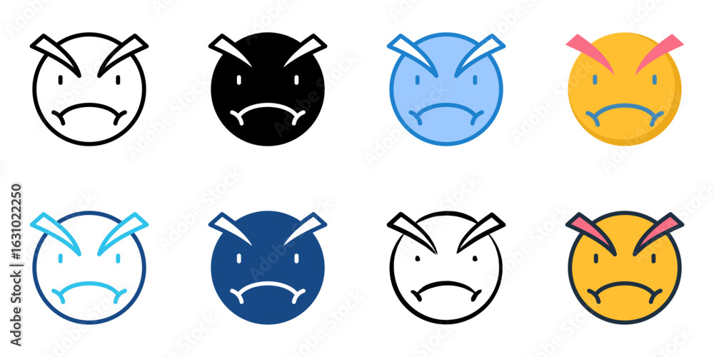 Poster angry icon set multiple style collection