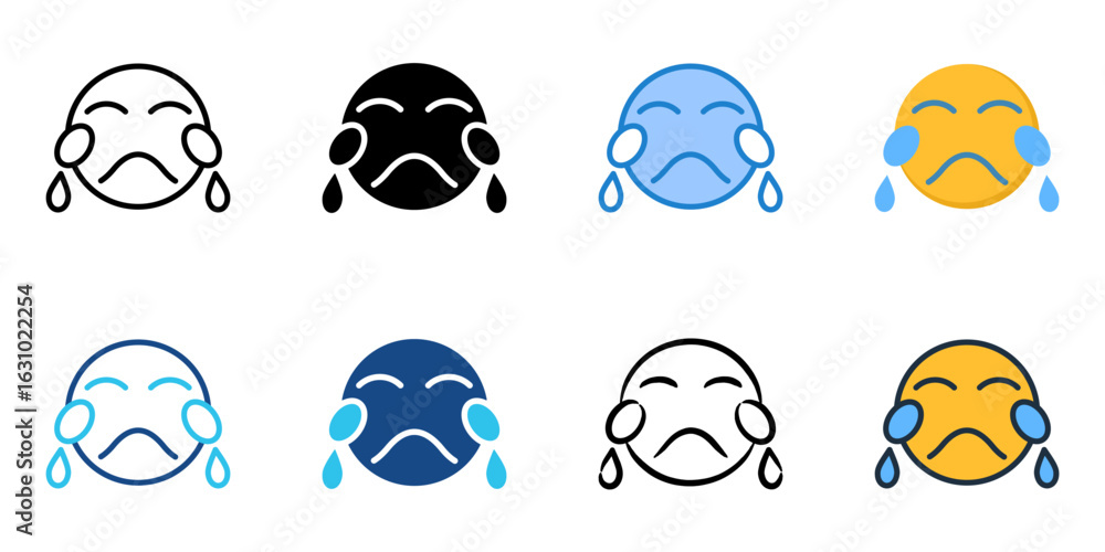 Poster sad icon set multiple style collection