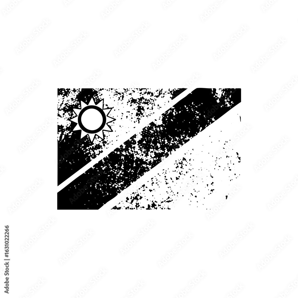 Poster vector distressed flag with sun and diagonal stripe.
