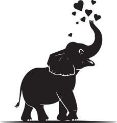Cute Elephant Blowing Heart Shapes
