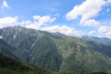 白馬・小遠見山の風景。地蔵の頭より五竜岳と唐松岳を望む。