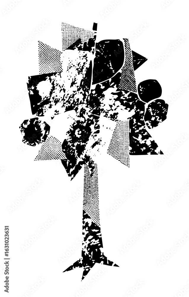 Poster vector abstract cross with fragmented shapes and textures.