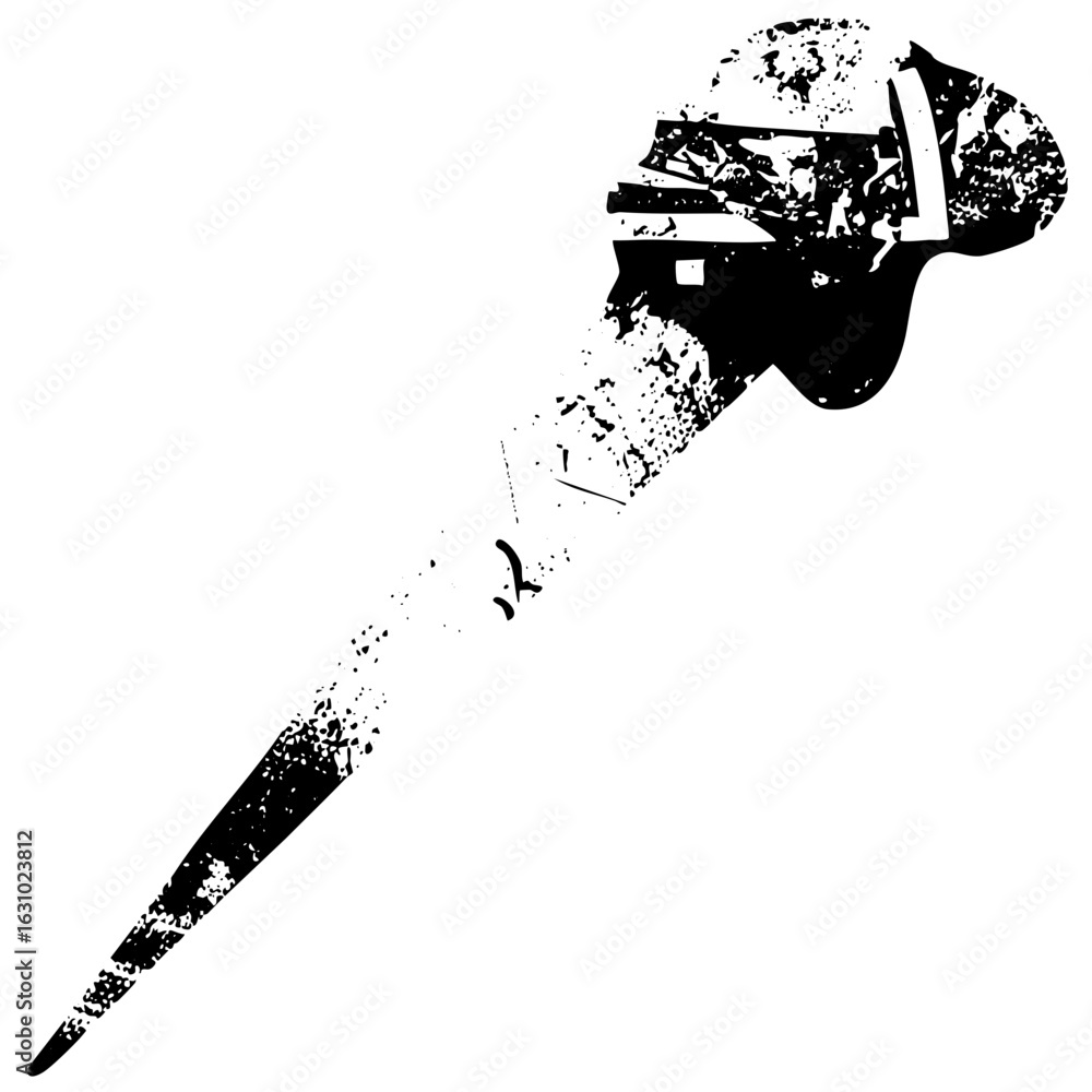 Poster vector deconstructed paintbrush with scattered particles.