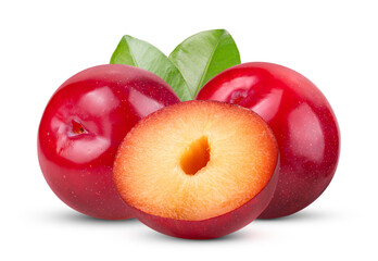 cherry plums isolated on transparent png (Image from camera)