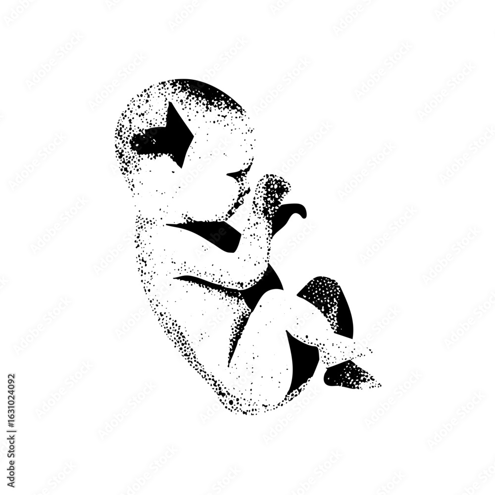 Poster vector abstract face with fragmented shapes.