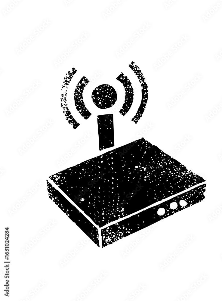 Poster vector wireless router with waves .