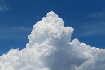 Beautiful cumulas clouds covered blue sky, natural cloudscape