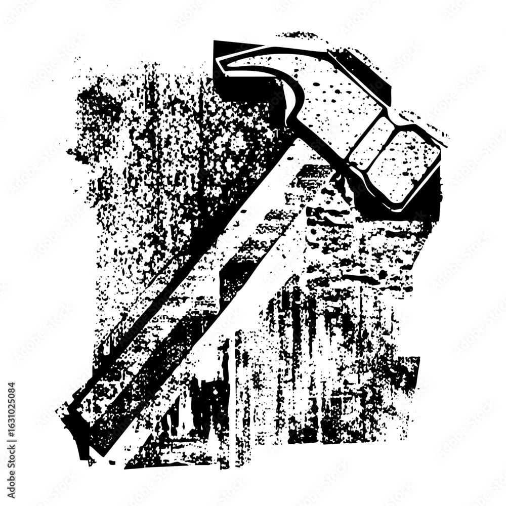 Poster vector hammer and profile with distressed texture