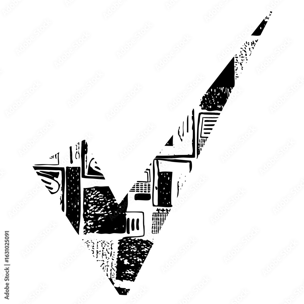 Poster vector abstract cityscape forms a dynamic arrow shape.