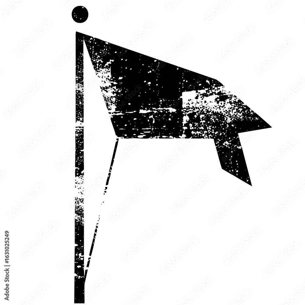 Poster vector distressed flag on a pole a symbol of challenge or location.