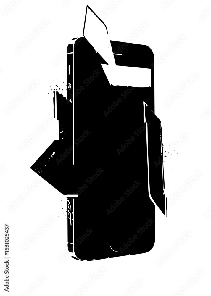 Poster vector abstract smartphone with outgoing arrow .