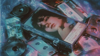 90s Nostalgia. Vintage Film Aesthetic. Images styled with retro 90’s touches. such as vintage clothing, film grain, or neon hues.
