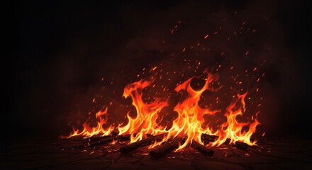 Obraz premium Dramatic House Fire with Thick Smoke Rising