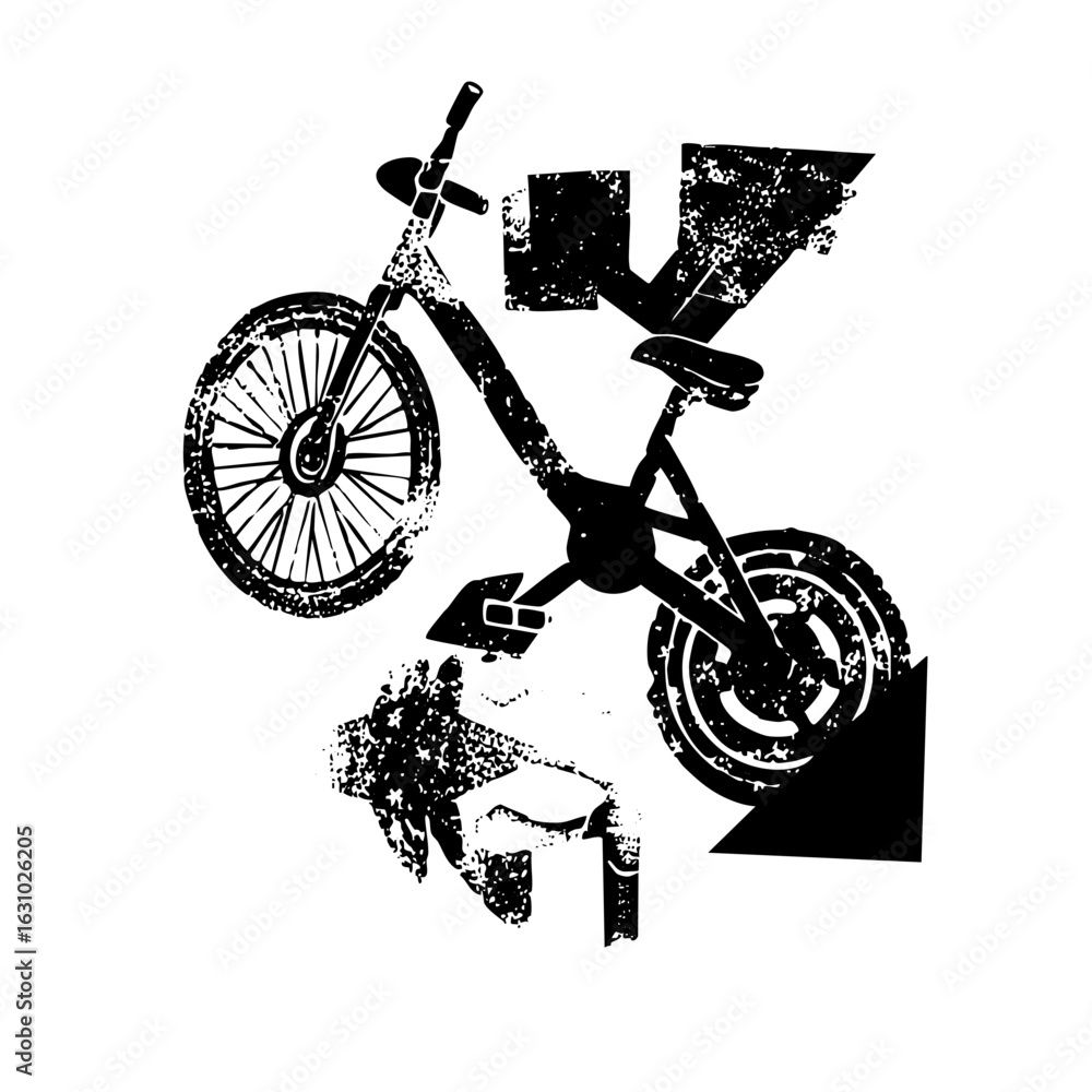 Poster vector dynamic cyclist showcases a rider performing a stunt with a bicycle.