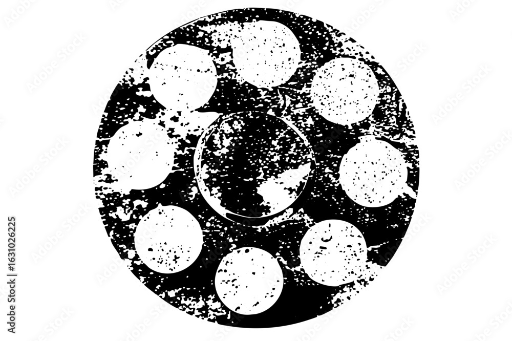 Poster vector abstract circular featuring overlapping spheres and textured surfaces.