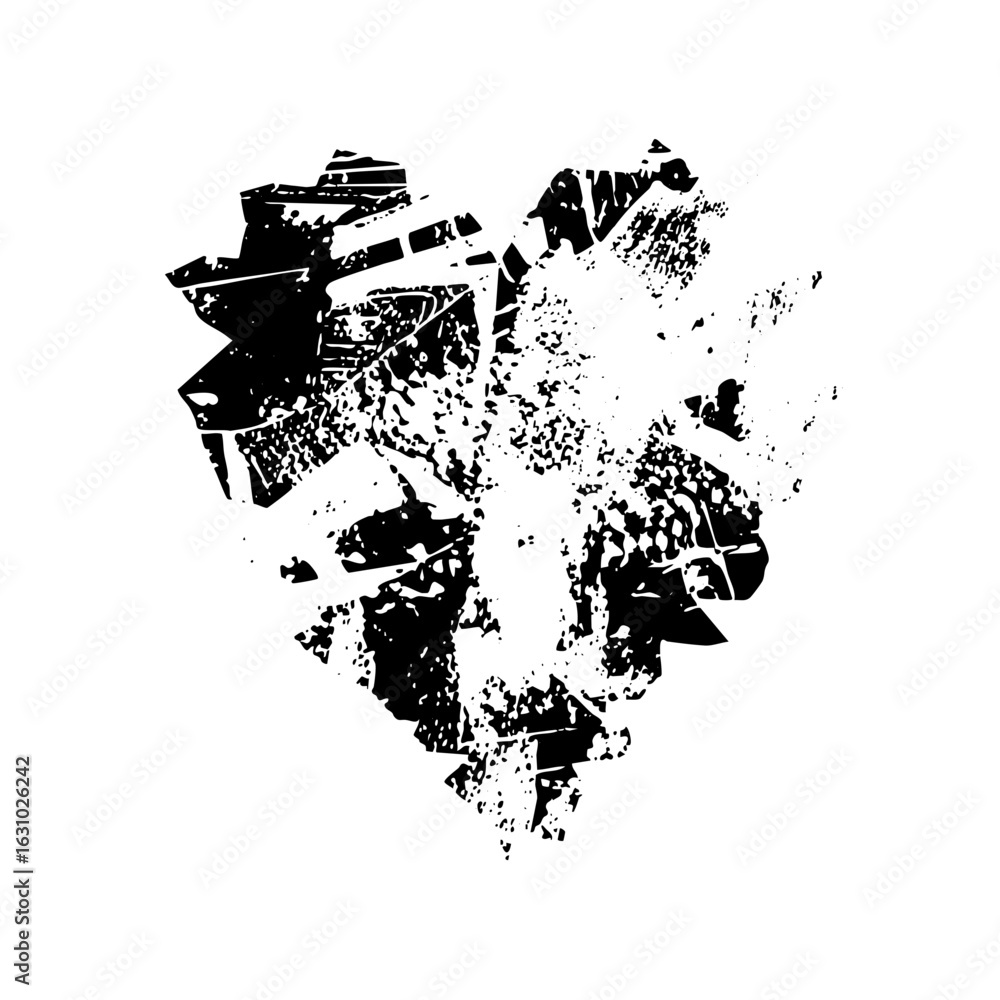 Poster vector fragmented heart with distressed texture.