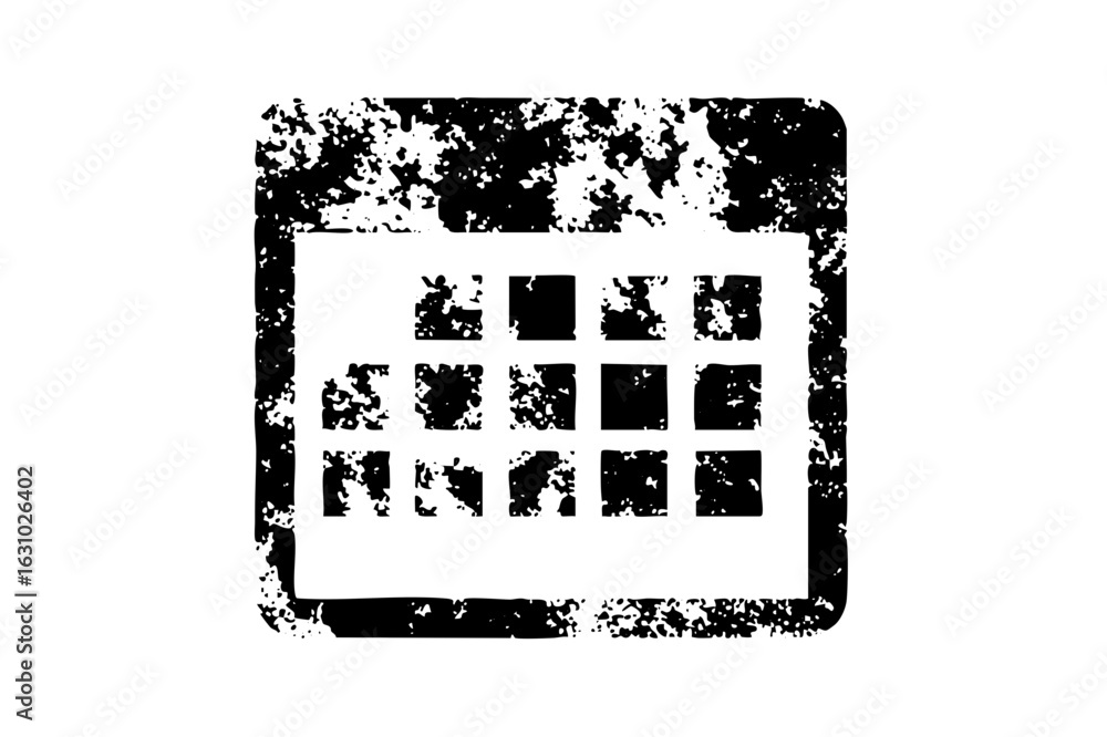 Poster vector distressed calendar displays a grid of squares.