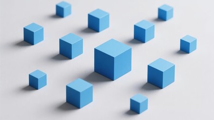 Fototapeta premium Arrangement of Blue Cubes on a Light Background
