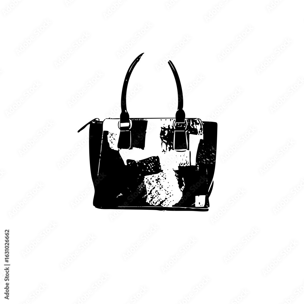 Poster vector elegant handbag with dual handles and structured form.