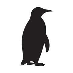 Obraz premium black penguin silhouette, standing, side view, isolated on transparent background, png
