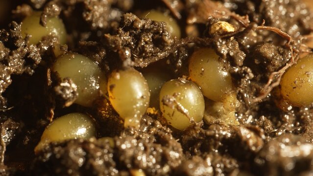 Compost worm eggs. Red Wiggler Worm Cocoons