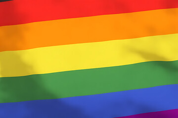 Obraz premium Rainbow flag with red orange yellow green blue and purple horizontal stripes waving in the wind showing pride