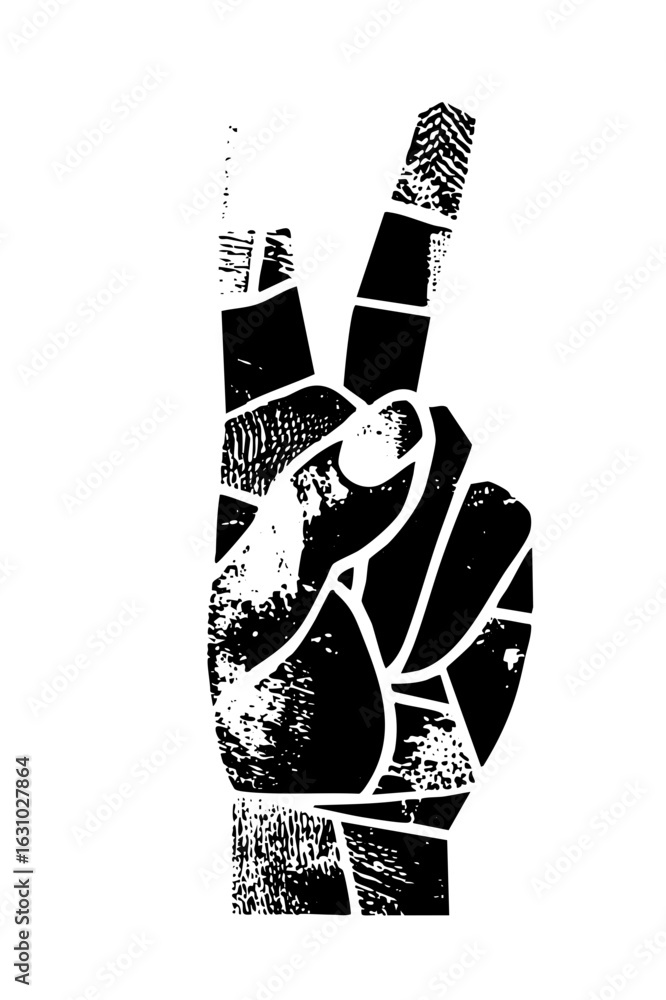 Poster vector abstract hand gesture with raised index finger.