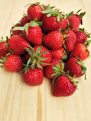 Sweet Red Strawberries on Cutting Board