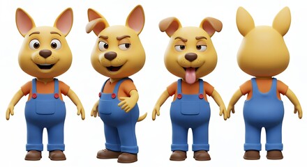 Cartoon dog character multiple views