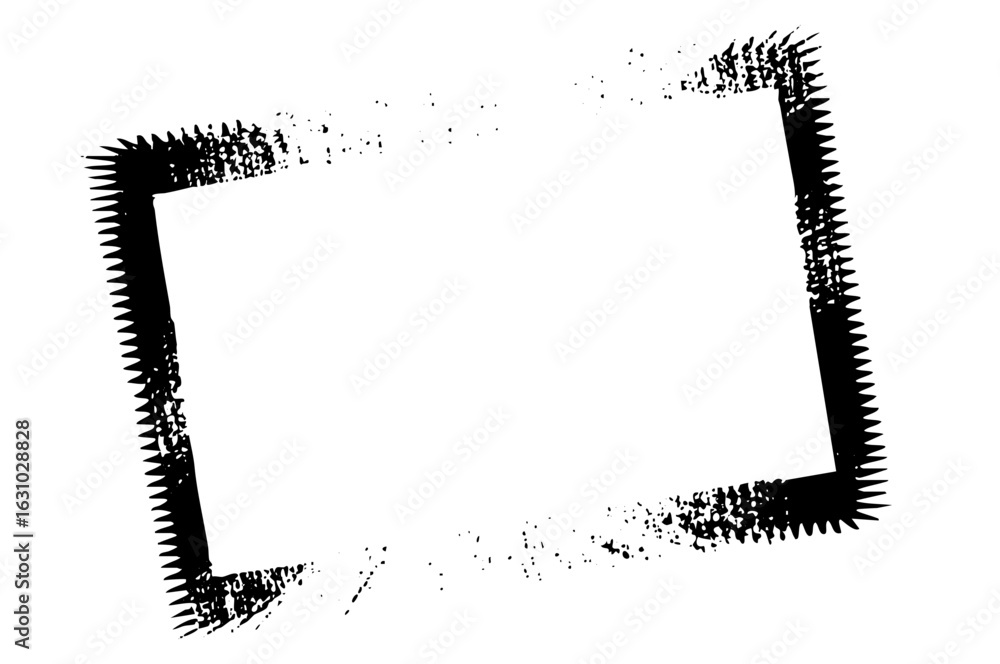 Poster vector distressed rectangular frame with jagged edges creates a grunge border.
