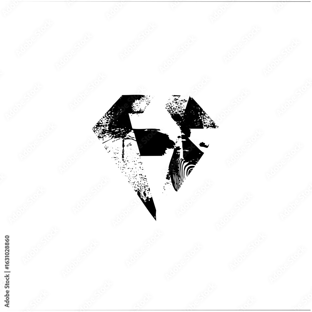 Aufkleber vector abstract diamond shape with distressed texture.