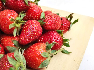 Natural Strawberries with Rustic Background