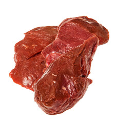fresh raw beef liver isolated on transparent background.