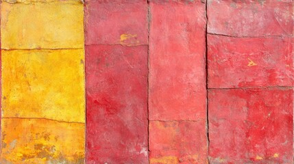 Vibrant Abstract Texture:  Red and Yellow Painted Tiles