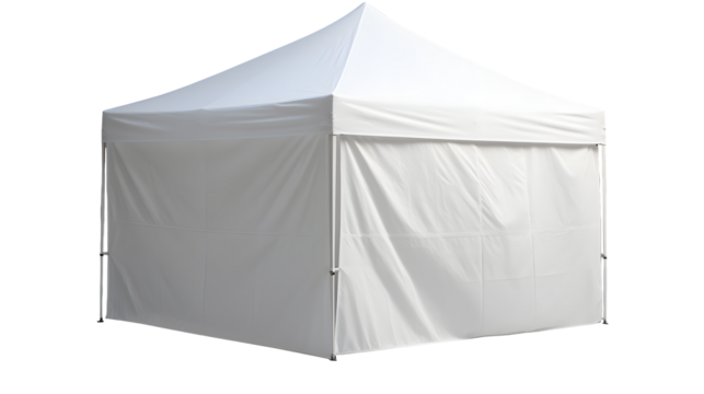 Isolated view of a white pop up tent on a transparent background