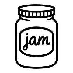 Mason jar with jam icon with transparent background in black and white style
