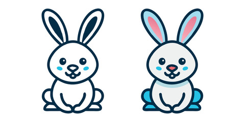 Easter bunny silhouettes, rabbit clip art set, isolated decorative elements for the holidays