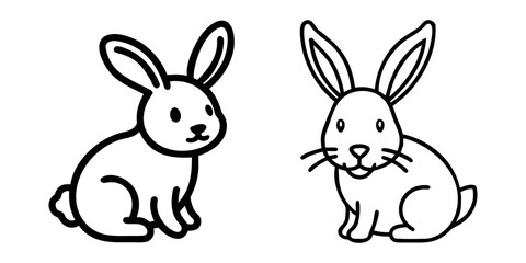Easter bunny silhouettes, rabbit clip art set, isolated decorative elements for the holidays
