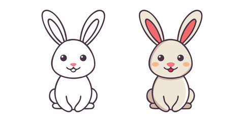 Easter bunny silhouettes, rabbit clip art set, isolated decorative elements for the holidays