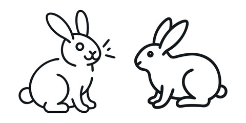 Easter bunny silhouettes, rabbit clip art set, isolated decorative elements for the holidays