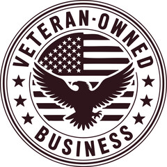 Veteran owned business emblem with american flag and eagle