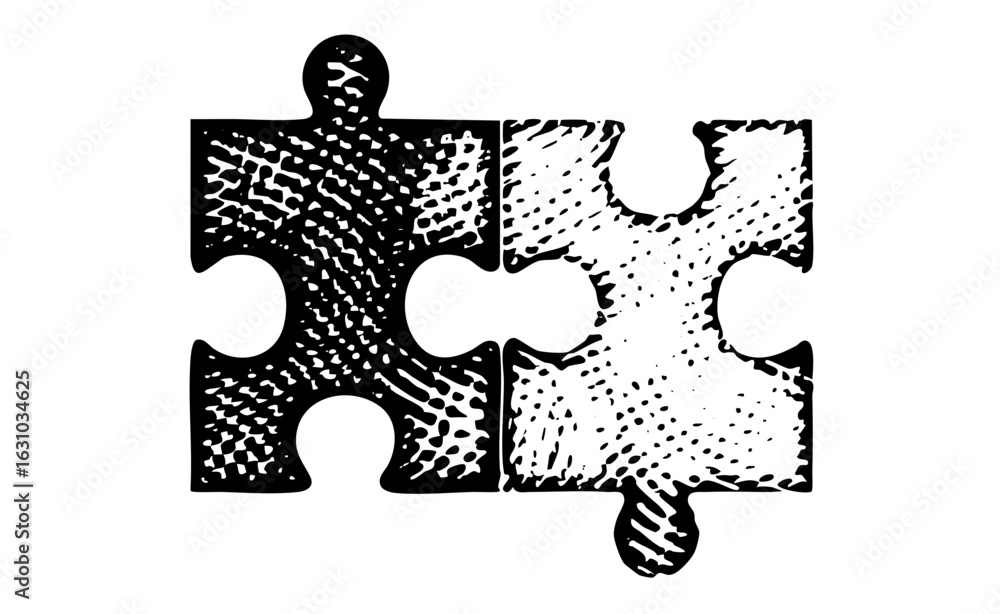 Poster vector interlocking puzzle pieces with textured surfaces create a connected .