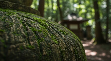 Mossy Stone in Serene Forest Setting
