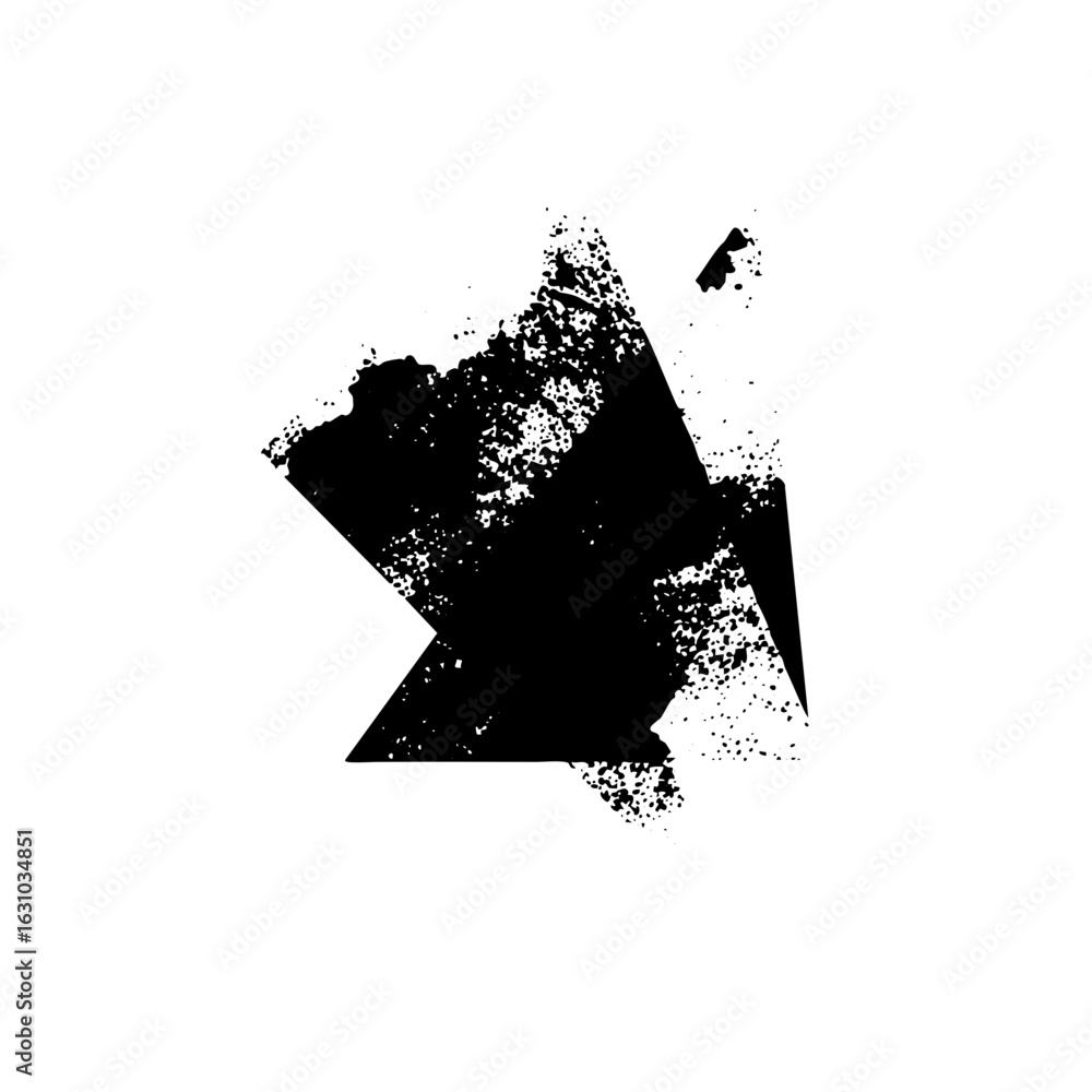 Poster vector distressed black arrow points right with scattered texture.