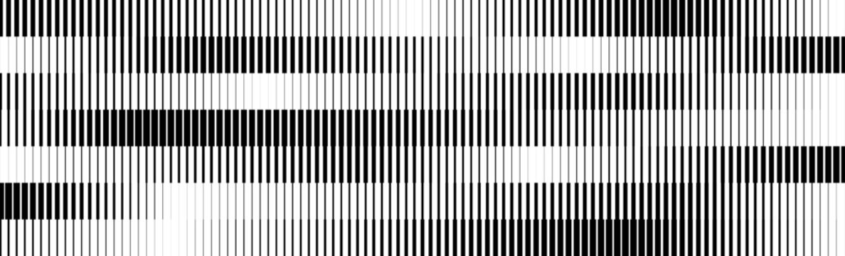 Striped halftone gradient texture. Fading line gradation background. Repeating strip pattern backdrop. Black and white parallel straight stripe wallpaper. Doppler effect concept overlay. Vector
