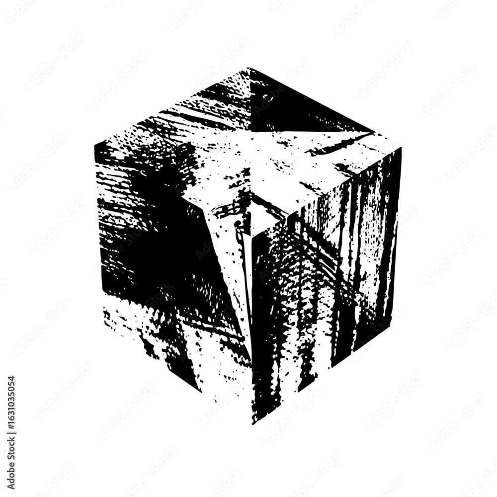 Aufkleber vector abstract geometric cube with fragmented planes.