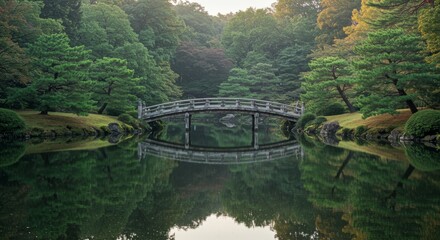 Serene Japanese Garden Bridge Reflection