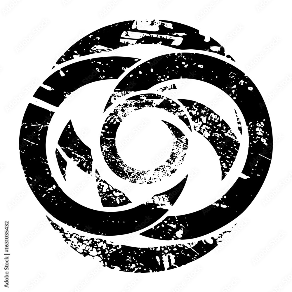Poster vector abstract spiral with distressed vector elements.