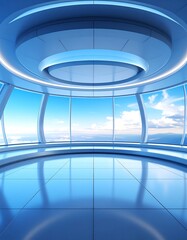 Futuristic sky-view interior
